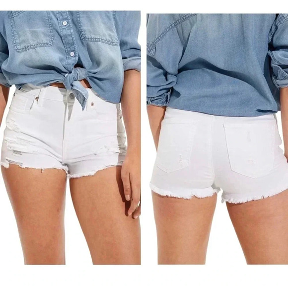 AMERICAN EAGLE 🦅 | Stretch High-Rise White Shortie Short Size 8 (NWOT) - Picture 1 of 9